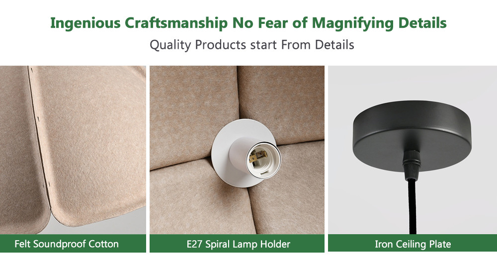 3D Design Acoustic Lamp Adjustable Length Soundproof for Open-Plan Offices Loft Apartments Collaborative Workspaces