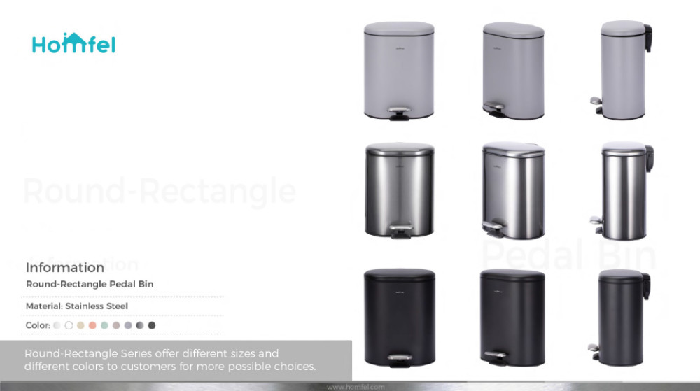ODM Stainless Steel rounded rectangle Foot pedalTrash Can With Soft Close Lid ktichen trash bin