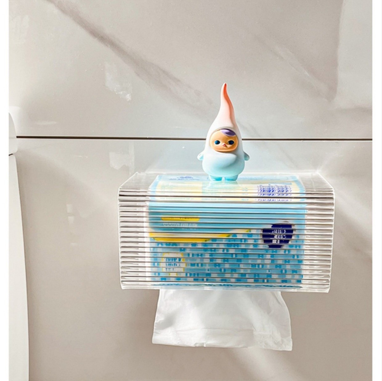 Wall Mounted Wave Shape Acrylic Tissue Box Holder For Kitchen Hotel Bathroom