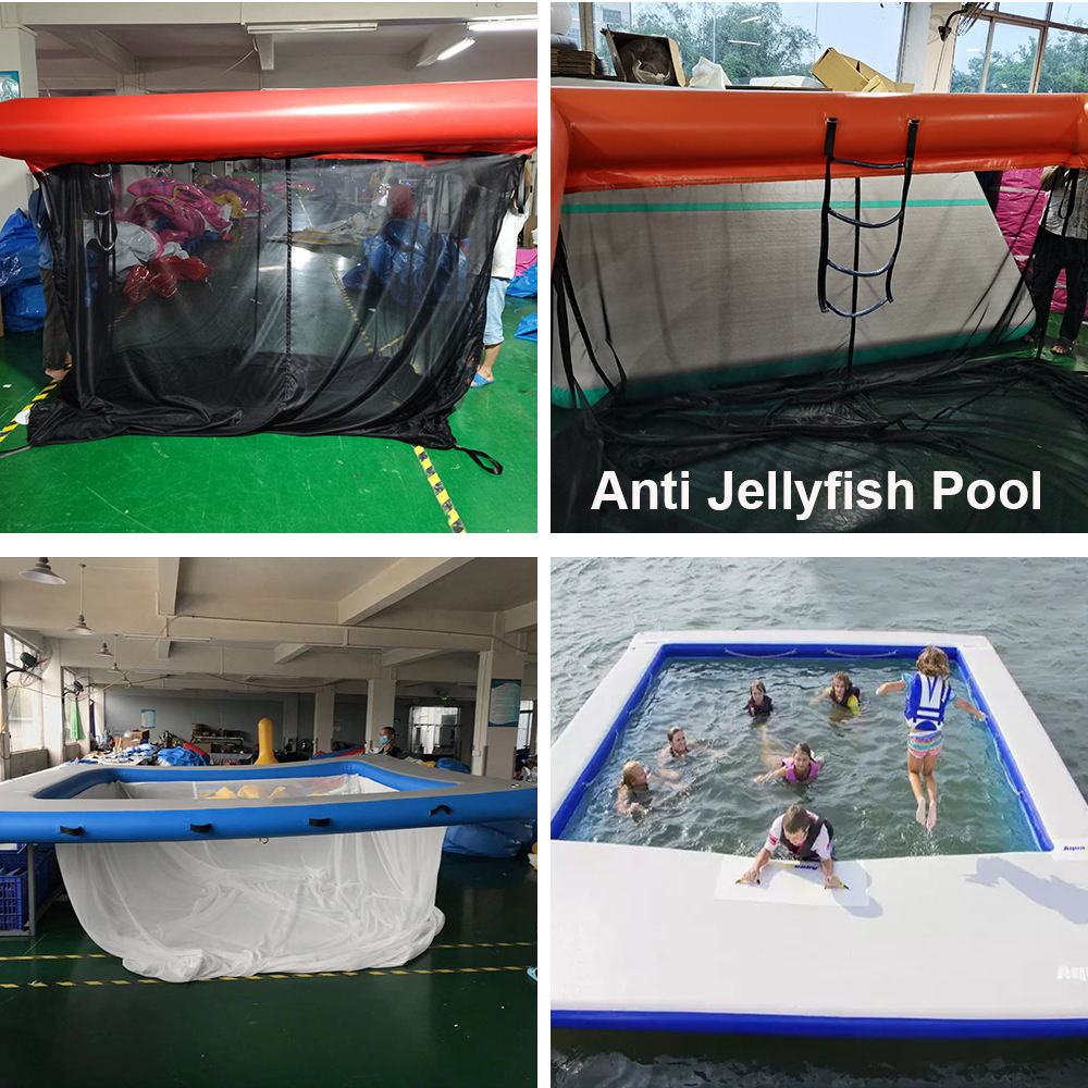 Yacht Outdoor Sports Drop Stitch Sea Pool Inflatable Floating Ocean Sea Swimming Pool With Anti-Jellyfish Net