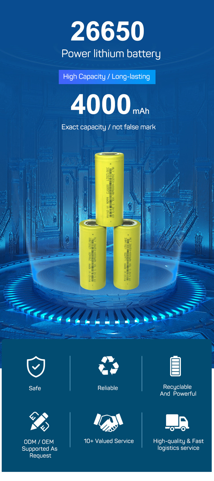 3.2 Volt Rechargeable Lithium Lifepo4 Battery Cell 4000mAh 0.5C Deep Cycle