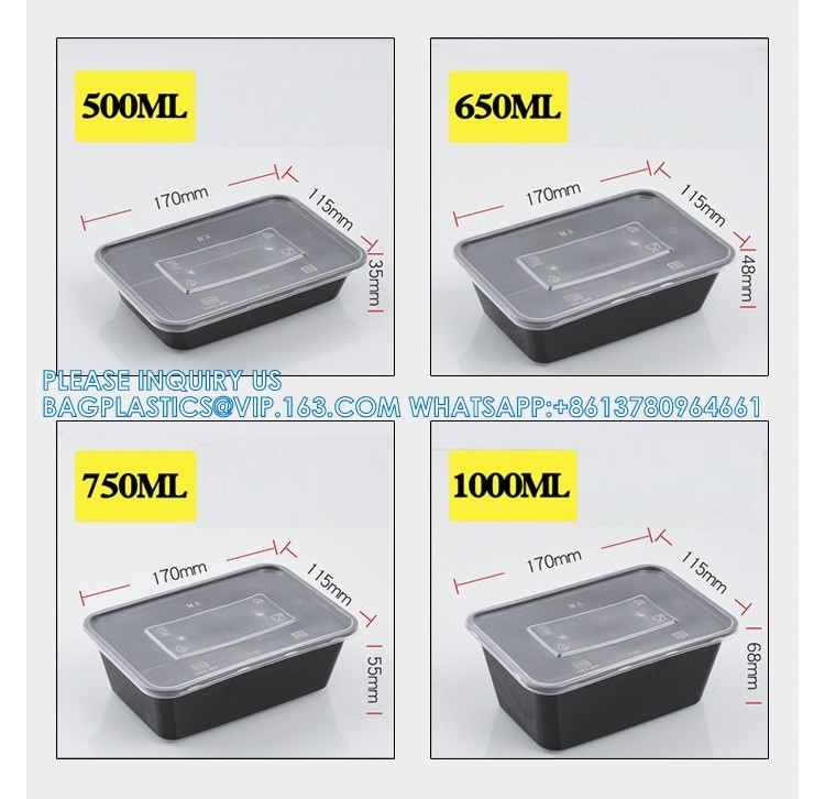500 Ml Disposable Lunch Box Rectangular Bento Transparent Plastic Tableware Wholesale Packaging Box PP Takeaway