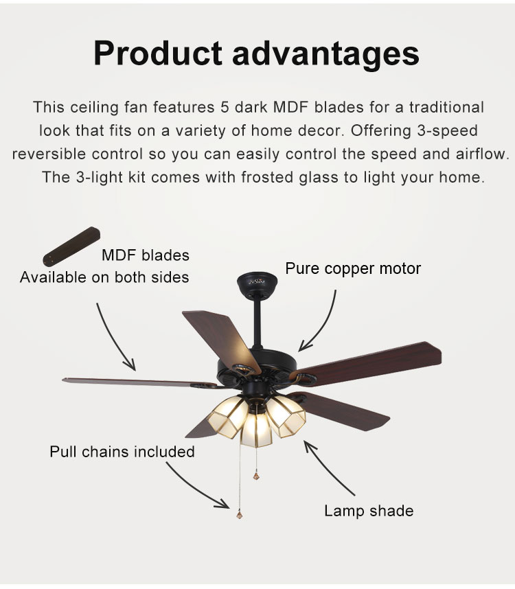 High Speed Ceiling Fan with Light Input Voltage V 110-240V/50Hz-60Hz Metal Material