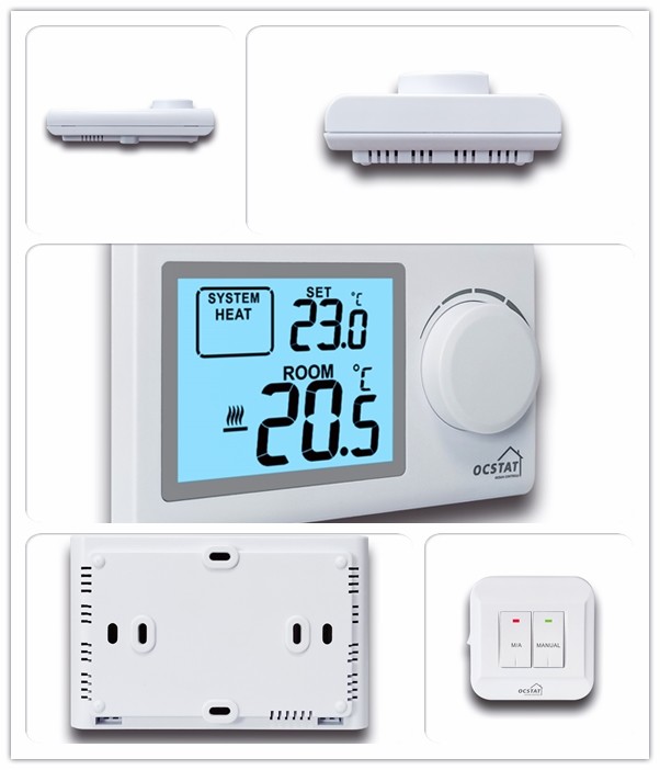 Large LCD Display Wireless Room Thermostat For Temperature Control
