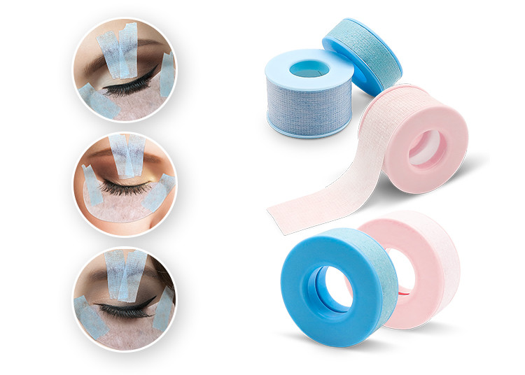 Custom Eyelash Extension Tape Sensitive 2Pcs Pack Blue Pink Ribbon Micropore Silicone Gel Tape
