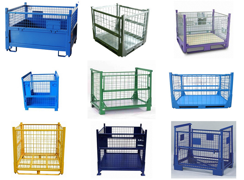 Collapsible and Stackable Steel Pallet Container Warehouse Cage Box Stillage