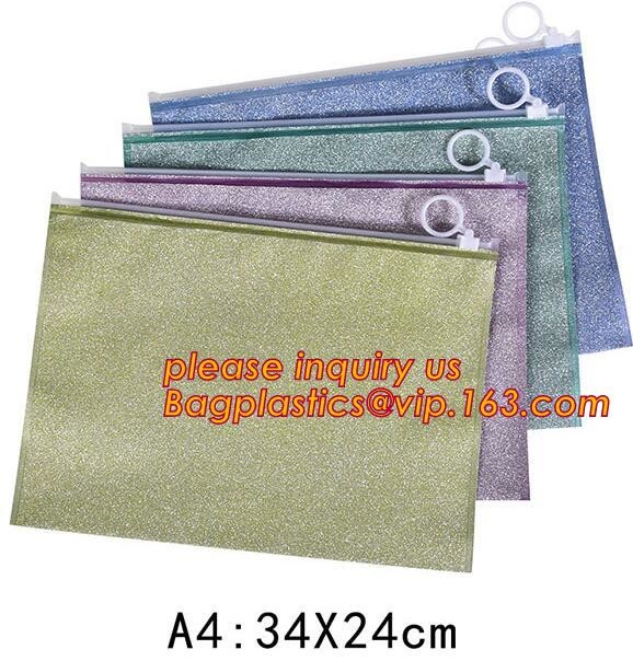 pvc Zip lockkk document file bag,Three-dimensional PVC Document Bag File Zipper Bag with Front Label Pocket bagplastics pac