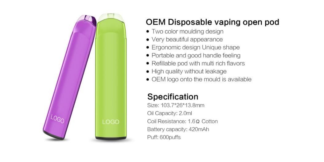 Wholesale M36B disposable vape open pod OEM multi flavors 600 puffs for vaper