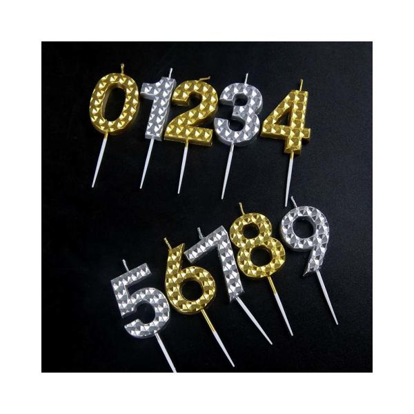 Creative Gold Silver Diamond Surface Digital Candles Birthday Party Cake