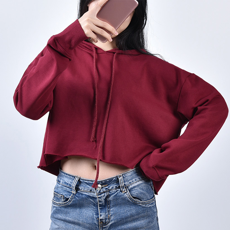 Custom Solid Long Sleeve Crop Top Spring Autumn Outerwear Anti Shrink