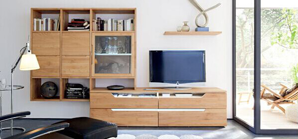 Adjustable Wooden Wall Mounted TV Stand Unit for Luxury Modern Living Room Design