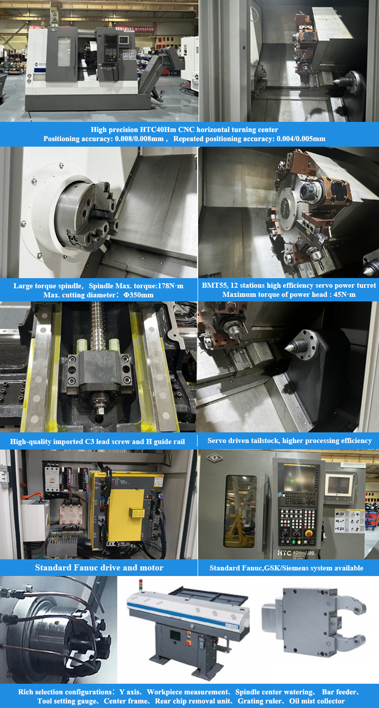 SMTCL CNC Turning Center HTC40Hm Max.Cutting Length 450mm Driven Tool CNC Turning Lathe Machine