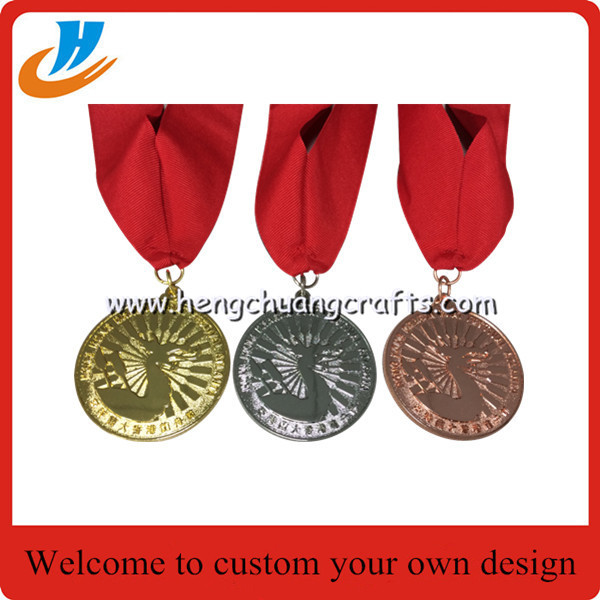 Matt gold plated die cast medal, souvenir award ribbon medals for souvenir