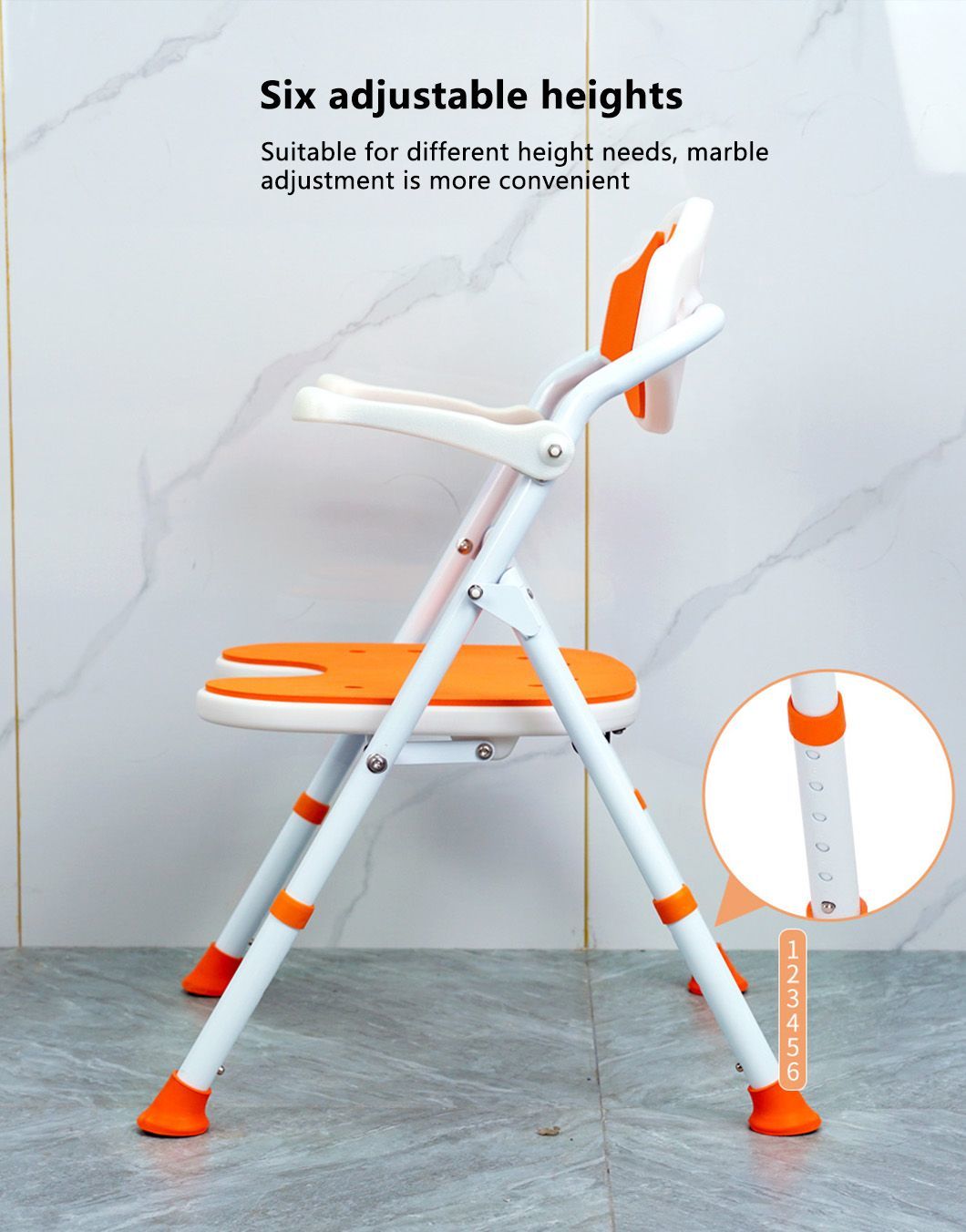 Household Height Adjustable Shower Chair Flip Armrest Elderly Durable Aluminum Alloy Shower Chair