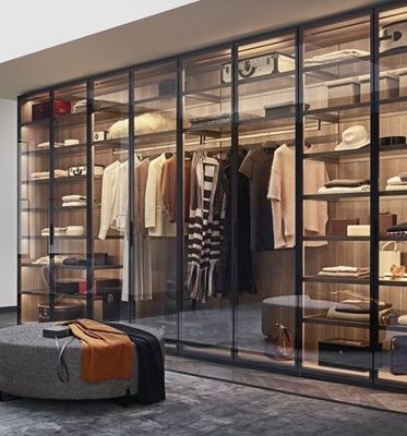 Wood Grain Color Walk-In Armoire for Customer's Drawings and Multi-Storage Needs