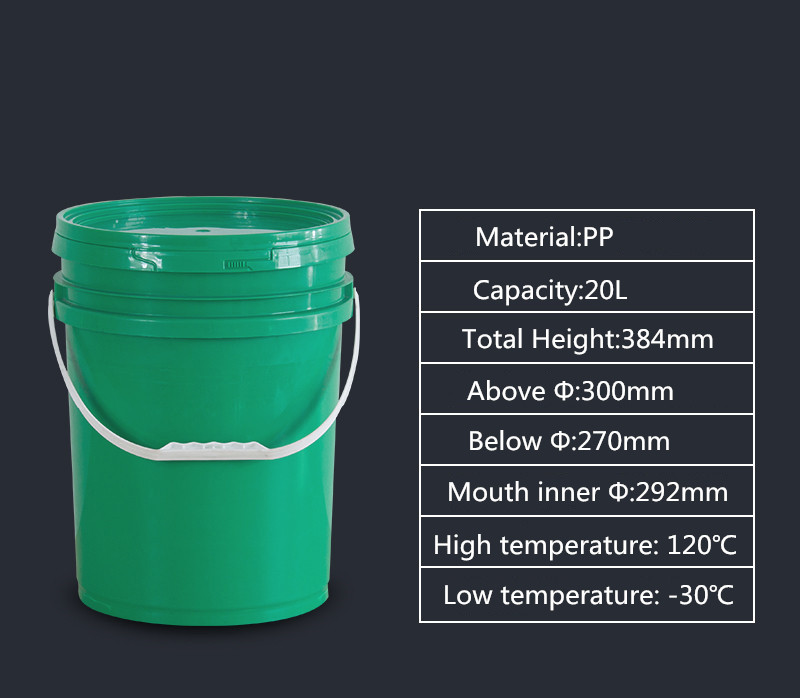 Round 20L PP 5 Gallon Food Grade Plastic Paint Bucket With Lids And Handle Pail in Red