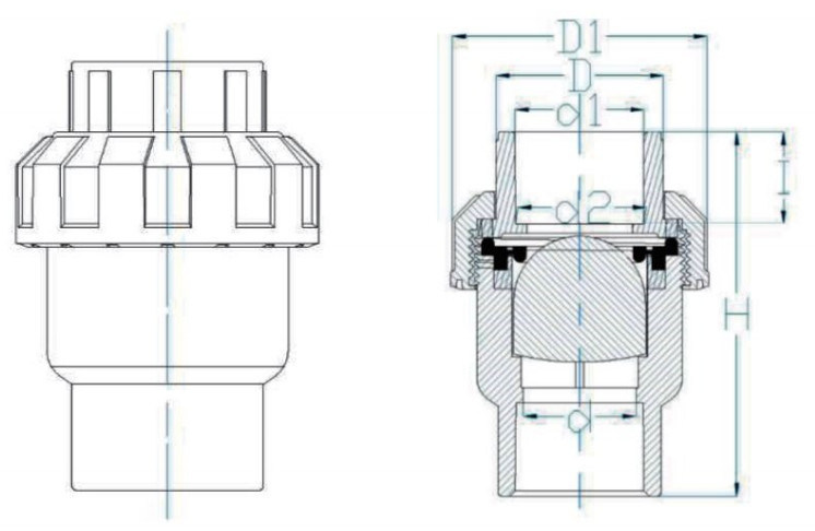 Customized UPVC PVC One Way No Return Check Valve