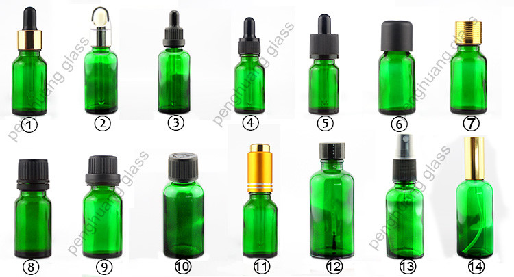 Green 10ml Oil Dropper Glass Bottle With Customized Surface Handling