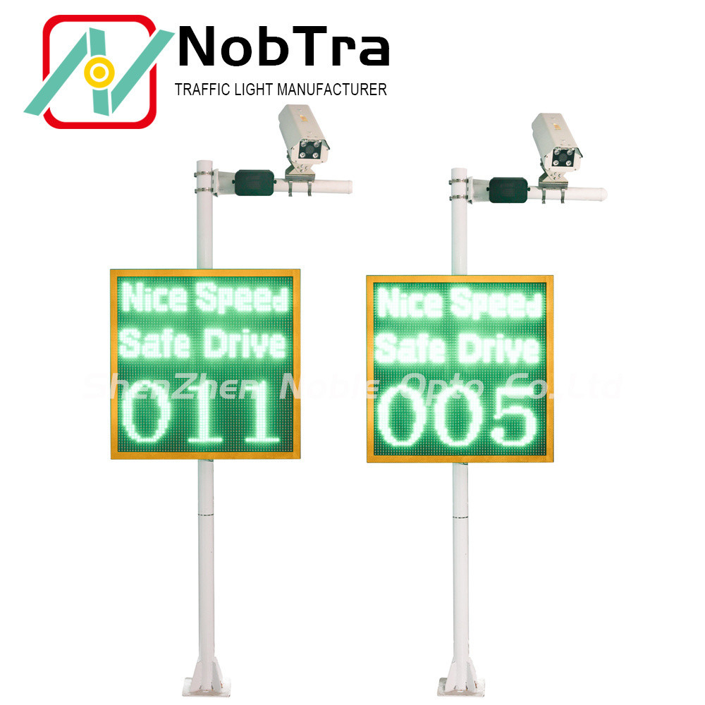 Brightness Adjustable LPR solar Traffic Speed Sign With Traffic Pole