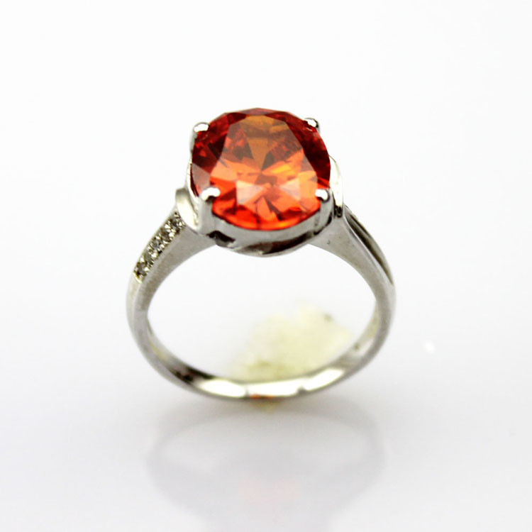 Women Jewelry 925 Silver 9mmx11mm Oval Pink Cubic Zircon Ring(R130)
