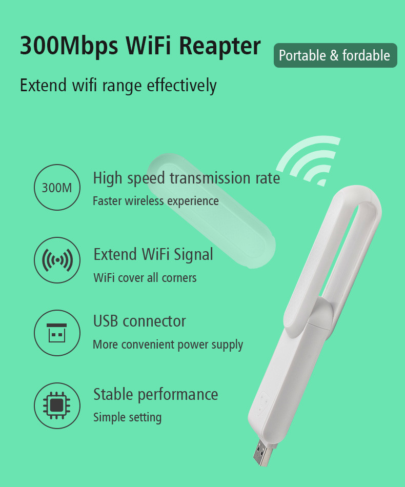 White 300mbps Wifi Range Extender Mini 300Mbps Wireless Repeater