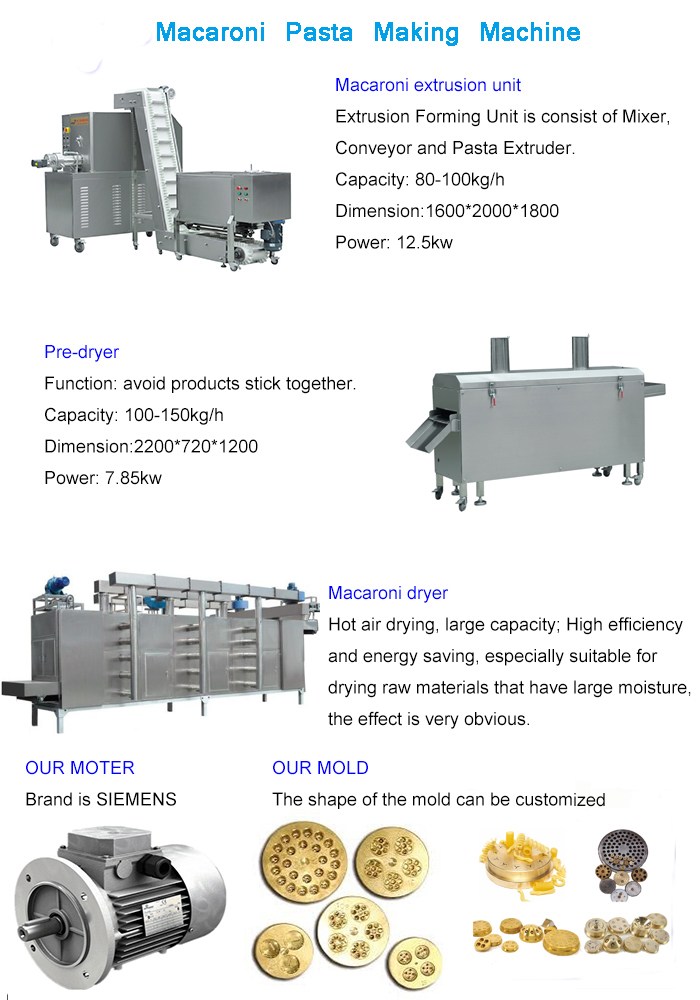 3000kgs Capacity Pasta Macaroni Machine with Pasta Dies and Consumption