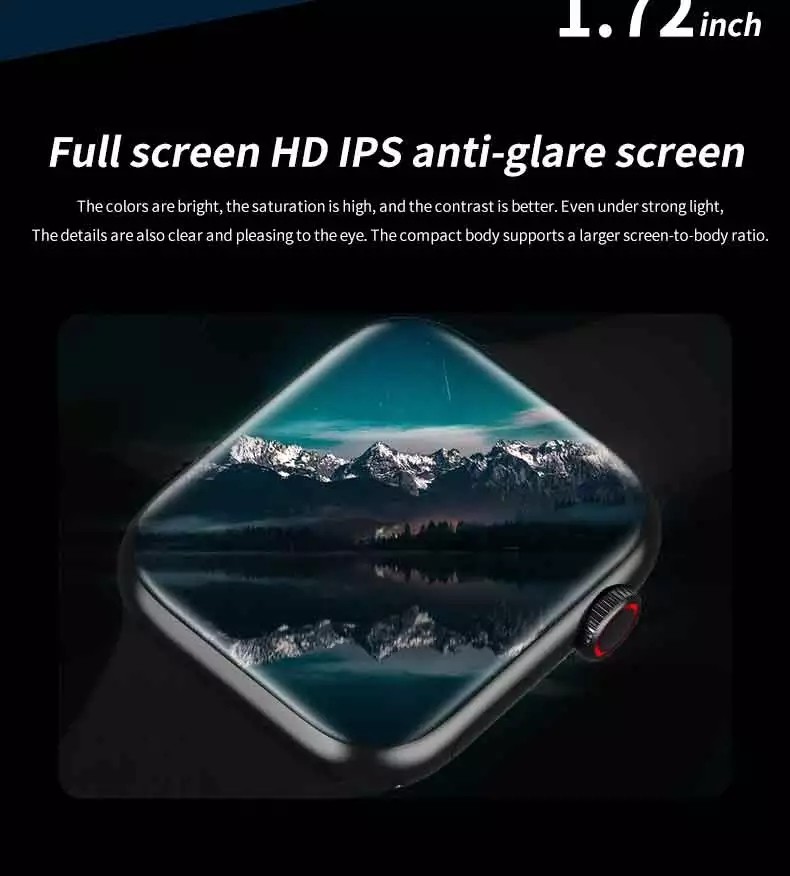 HW16 1.72 Inch Full Screen HD Anti Glare Smartwatch Wristband