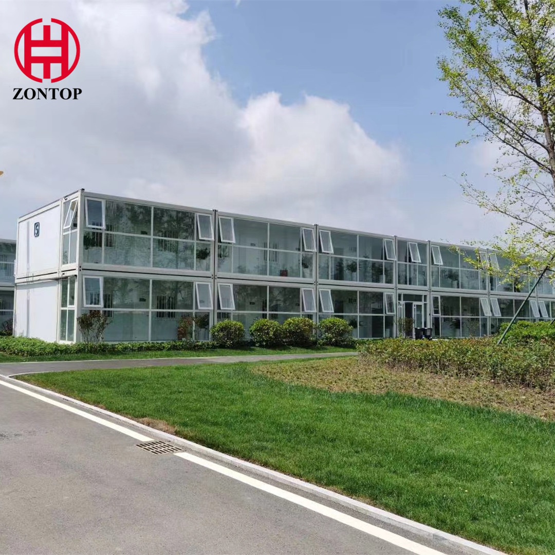 Zontop Customized Free Style Design Temporary Large Scale Glass Curtain Dormitory Light Prefab Houses