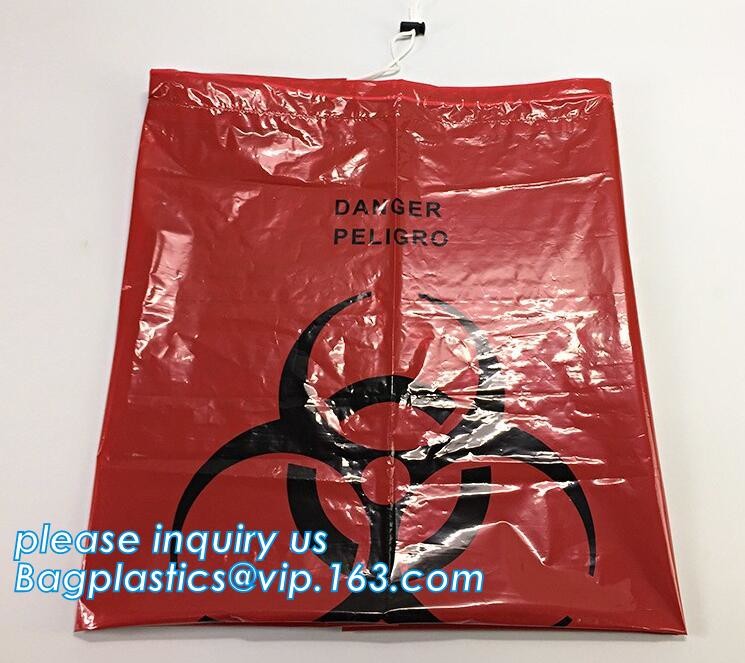 HDPE/LDPE/PP autoclave bags medical garbage bag for biohazard waste, yellow with printing medical biohazard waste bag