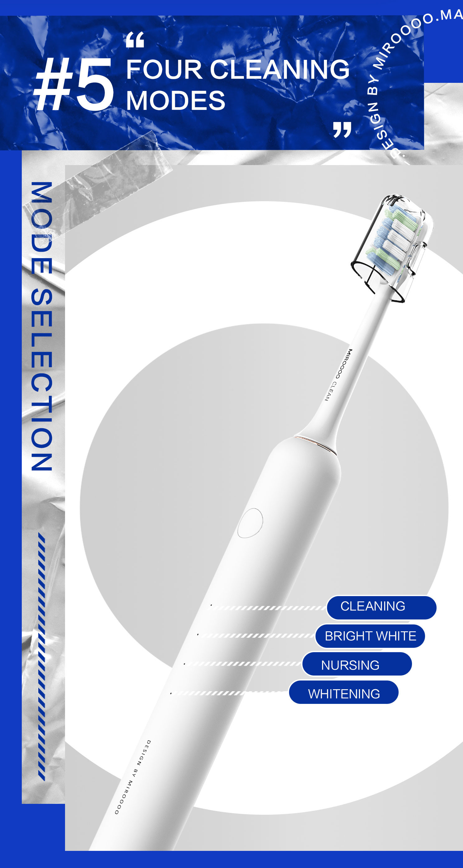 IPX7 Soft Bristles Rotating Electric Toothbrush Rechargeable For Gum Protection