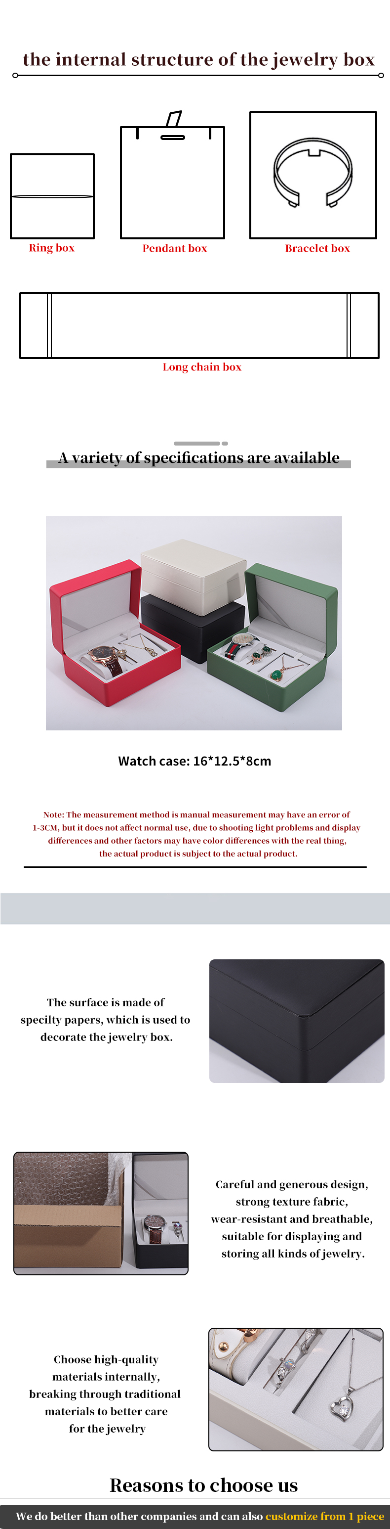 Multi Function Sleek Faux Leather Watch Storage Case Adaptable Storage Jewelry Box