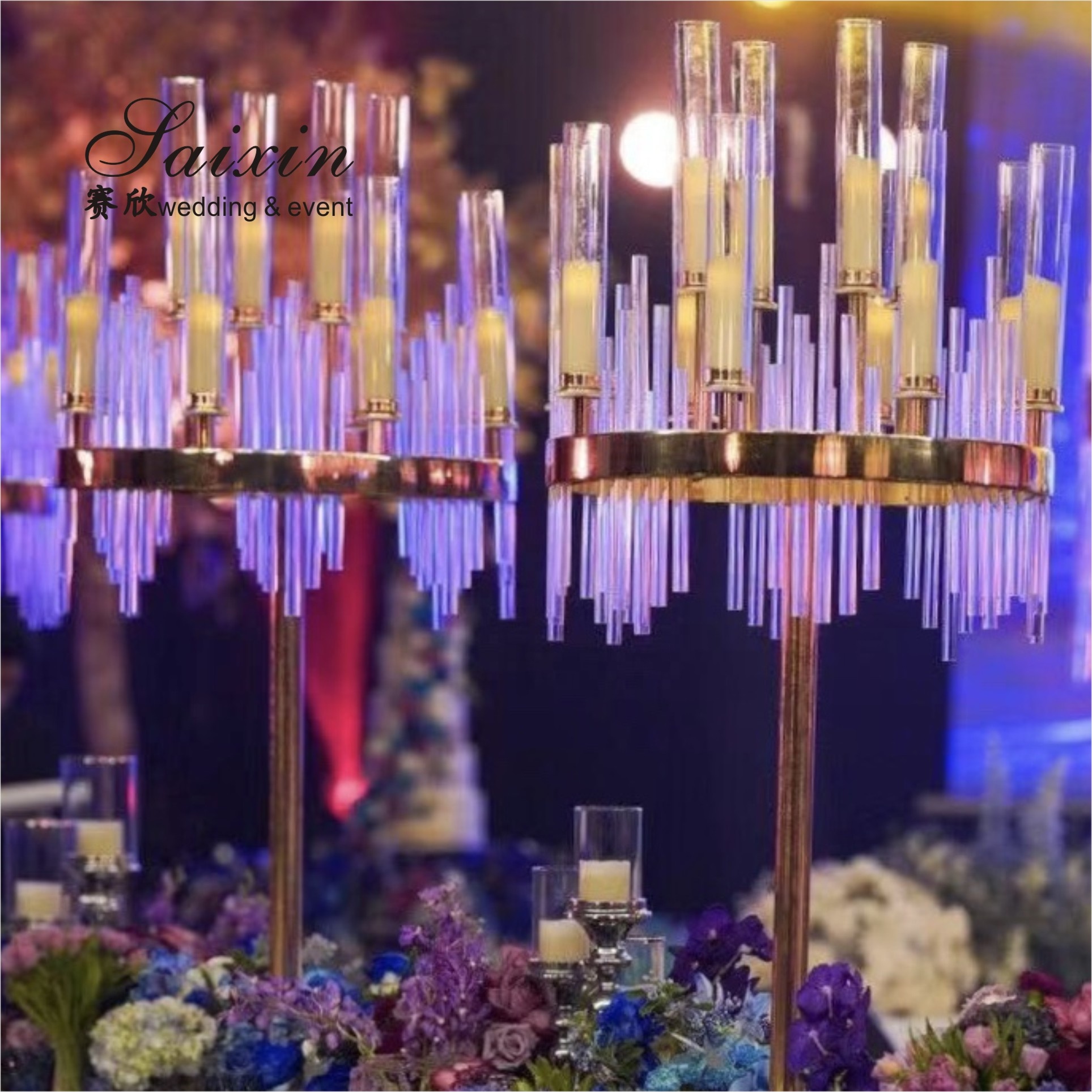 ZT-105 Luxury wedding centerpiece 9 arms crystal candelabras