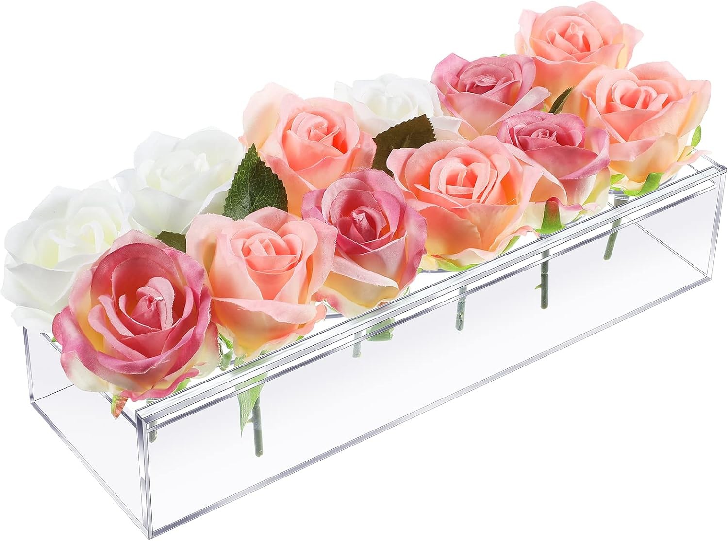 OEM ODM Tabletop Clear Acrylic Rectangle Vase , Wedding Acrylic Flower Display Box