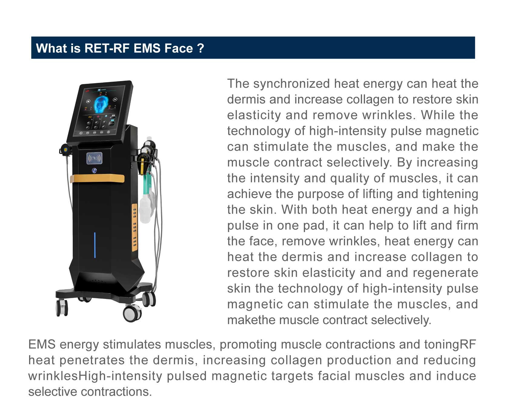 Desktop Face Neck Treatment 2024 Latest RET-Face RF EMS Facial Machine for Anti-Aging