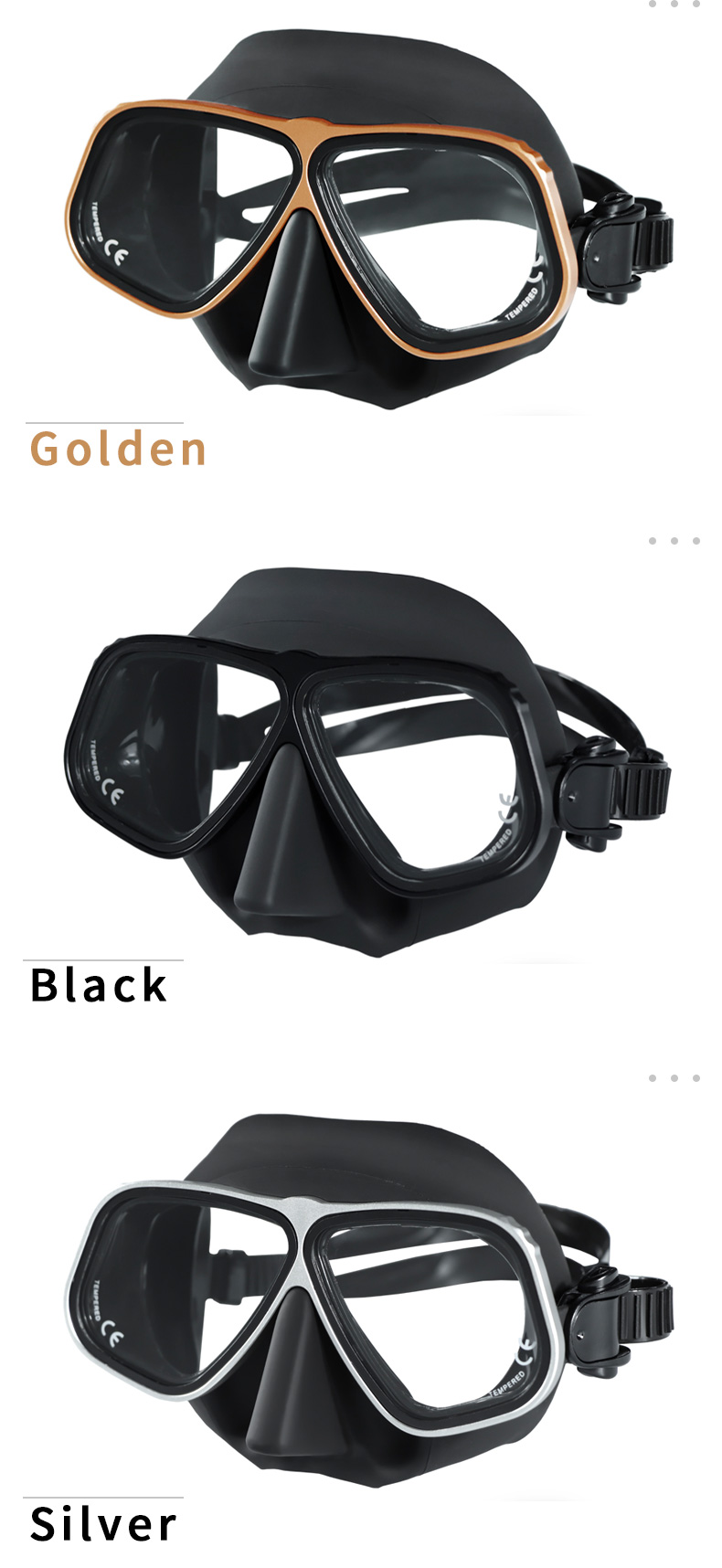 Black Silicone Face Scuba Mask Dive Goggles Aluminium Alloy Frame