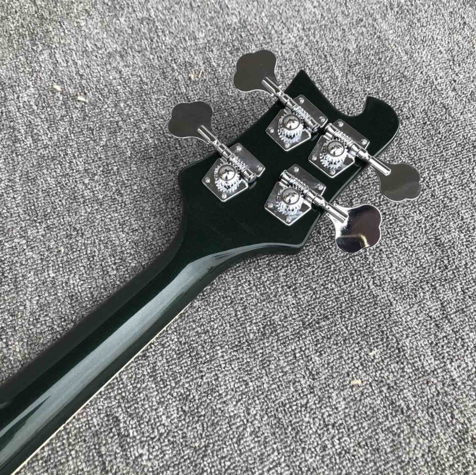 Bass guitar, Blackish green 4 strings rich electric bass guitar,Fishbone binding Chrome hardware,Free shipping