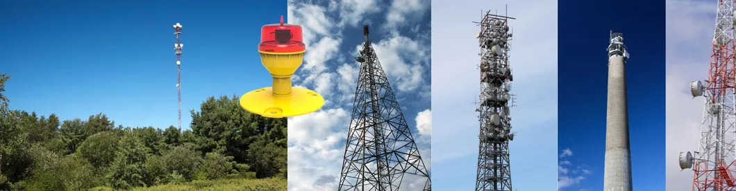 Factory Price IP66 Waterproof Red White Double Head Built-in Photocell Aircraft Obstacle Warning Light LED Low-Intensity LED Aviation Obstruction Light