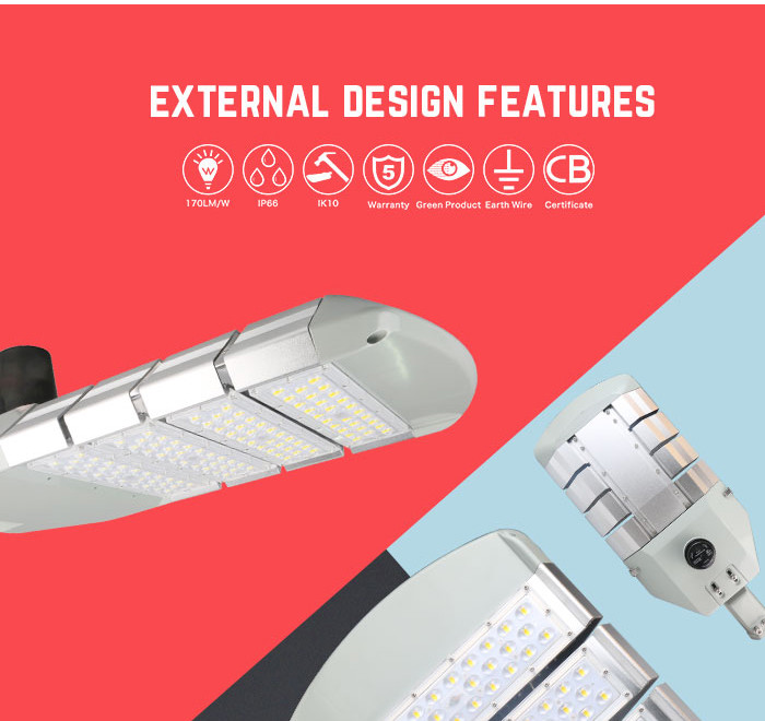 High Lumen Led Intelligent Street Light Residential Lamp 155LM/W 150W 135W IP66 IK10
