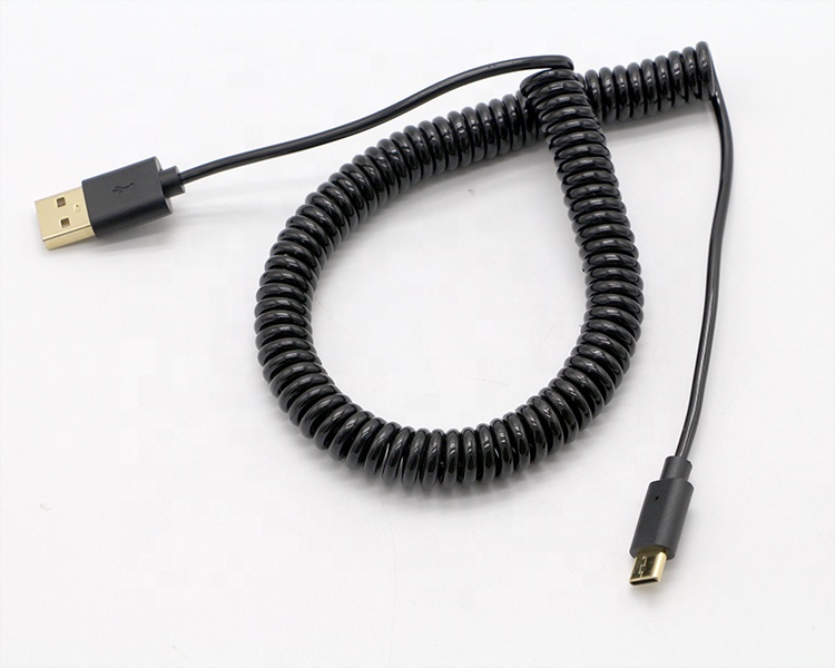 Custom 1M 2M 3M Fast Charging Spring Coiled Spiral USB Type C Cable