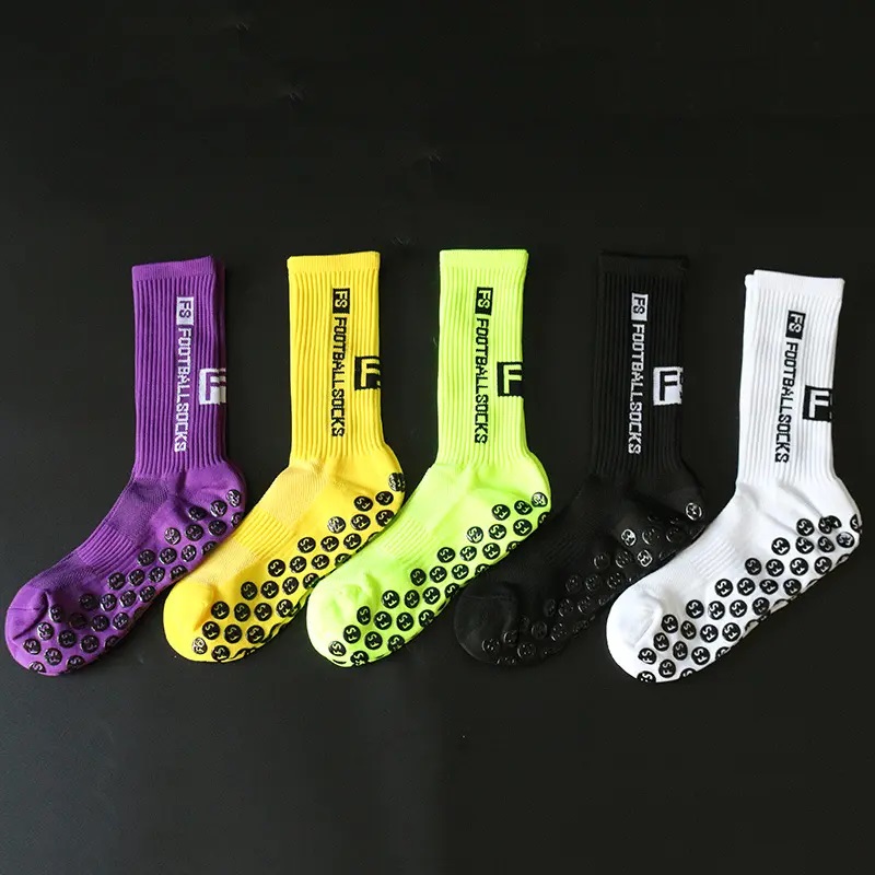 Youth Football Socks with Non-Slip Grip and Customized Logo in Woven Polyester Fibre
