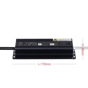 DC 12V 80W Lighting Transformer Waterproof LED Driver Power Supply IP67 Input
