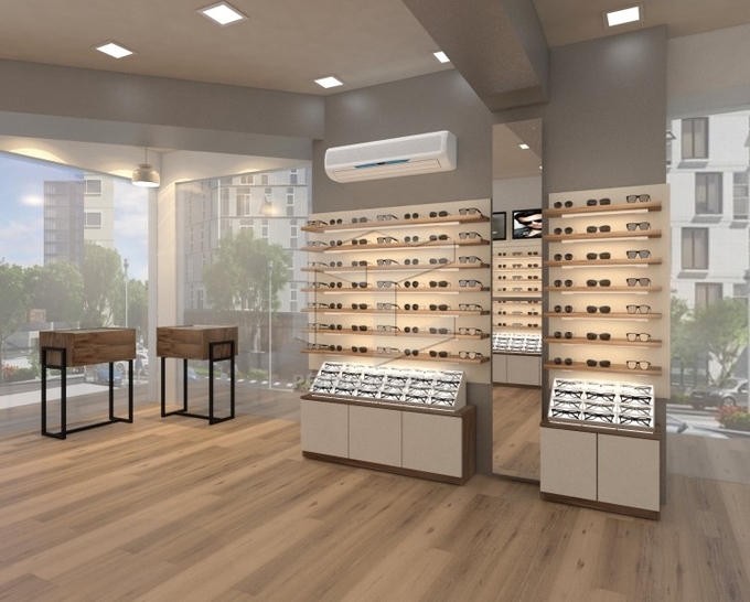 Melamine Board Optical Shop Display Cabinets Eyeglasses Display Case