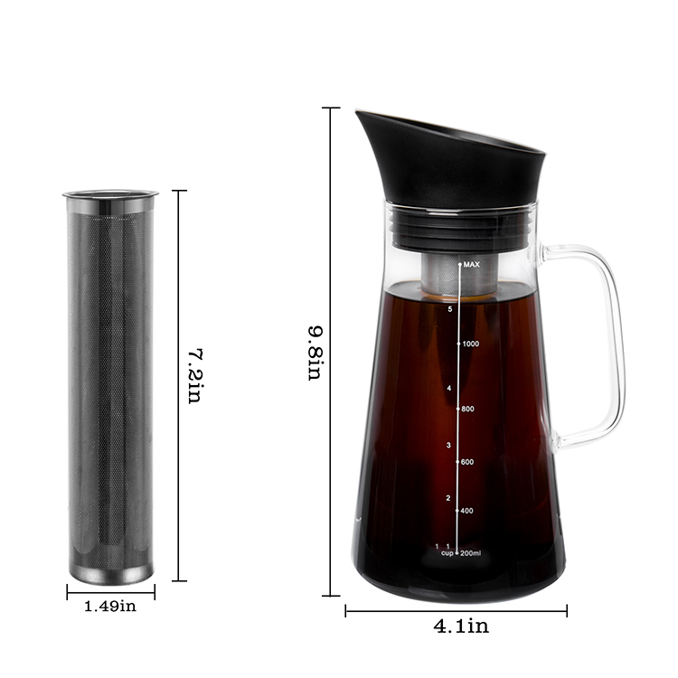 700ml Clear Cold Brew Iced Coffee Maker With Stainless Steel Filter
