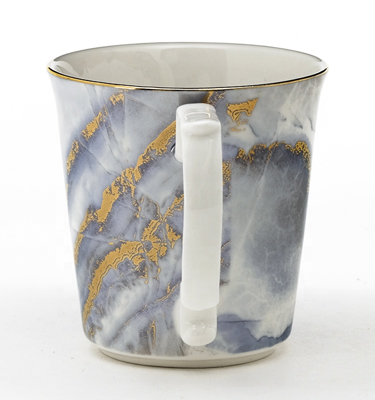 Marble design high-end cup and saucer gift set porcelain coffee tea cups and saucers