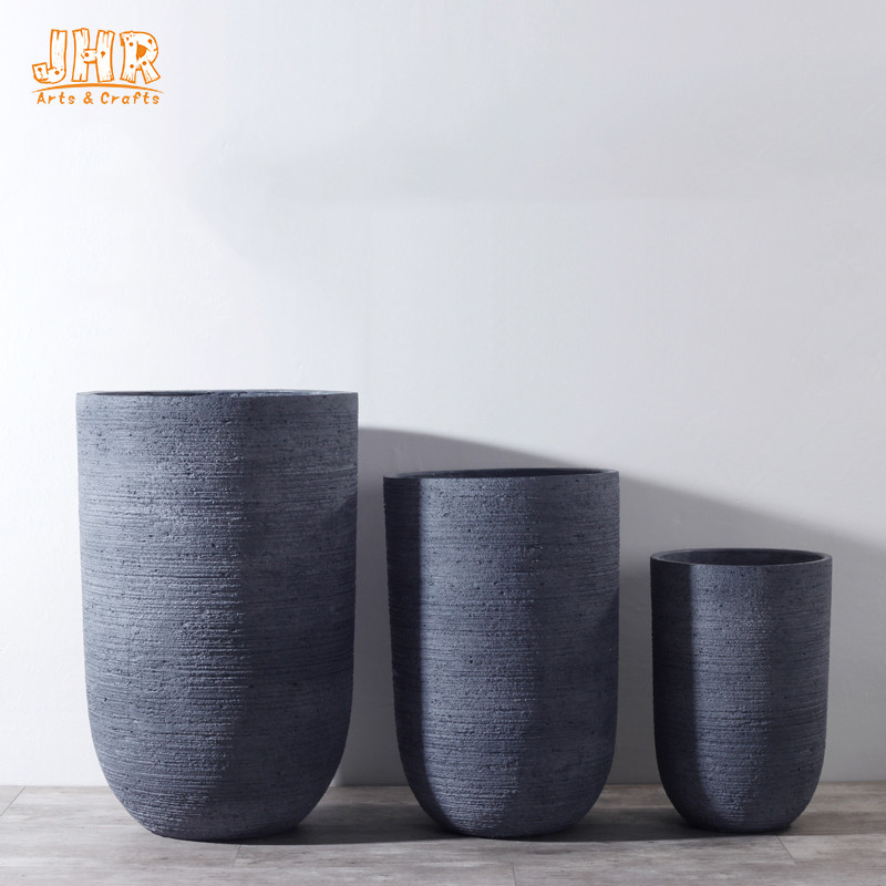 Fiber Grey Clay Flower Pots