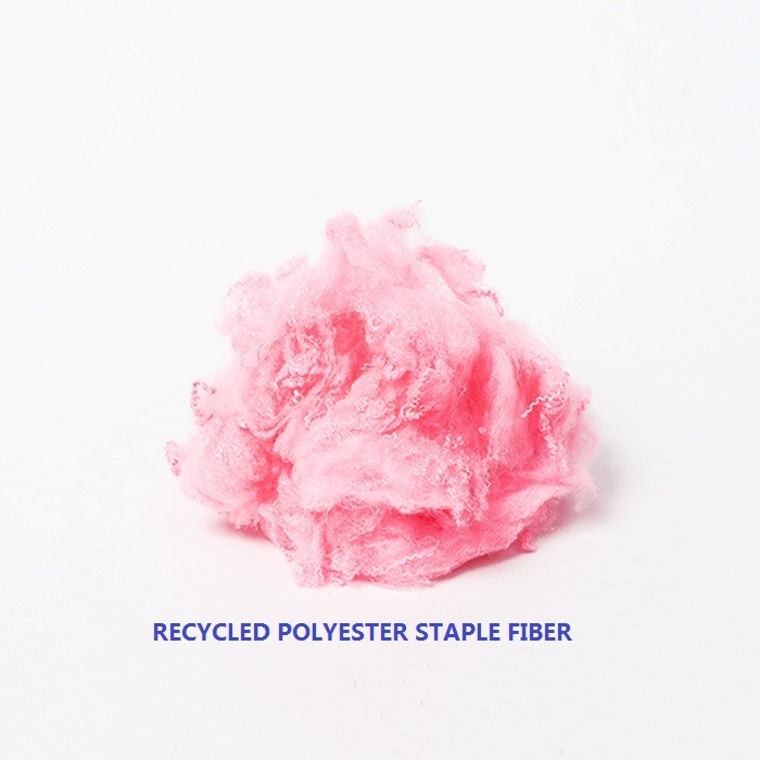Industrial Recycled Polyester Fiber / Cherry Blossom Pink Polyester Raw Material