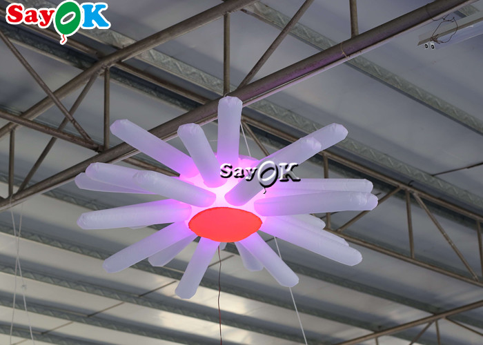 Giant Inflatable Hanging Flower With LED Lights Multi Color Wedding Decoration