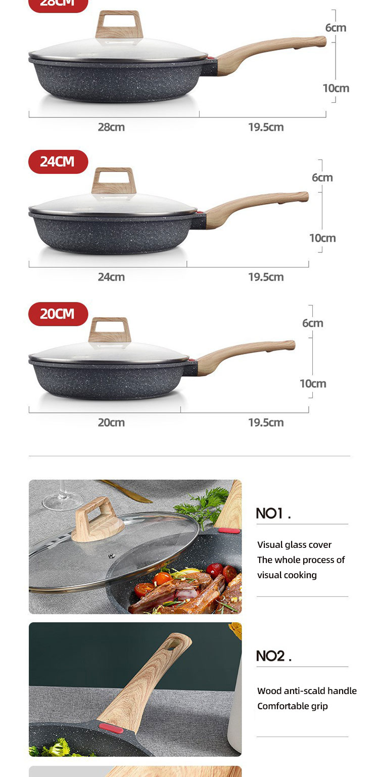 Hot Sale Cookware 24cm Cooking Pot Die-cast Aluminum Frypan Non Stick Panci Non Stick Skillet Pan