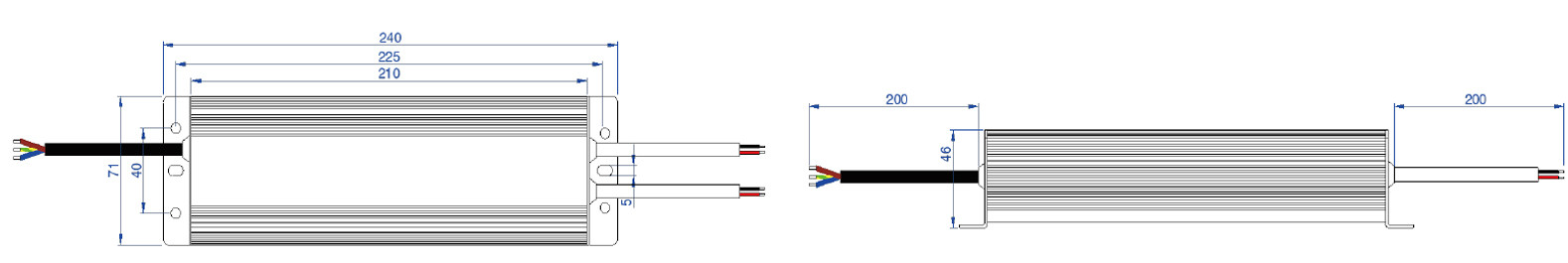 240x71x46mm High Voltage LED Driver , Outdoor Moistureproof LED Power Driver