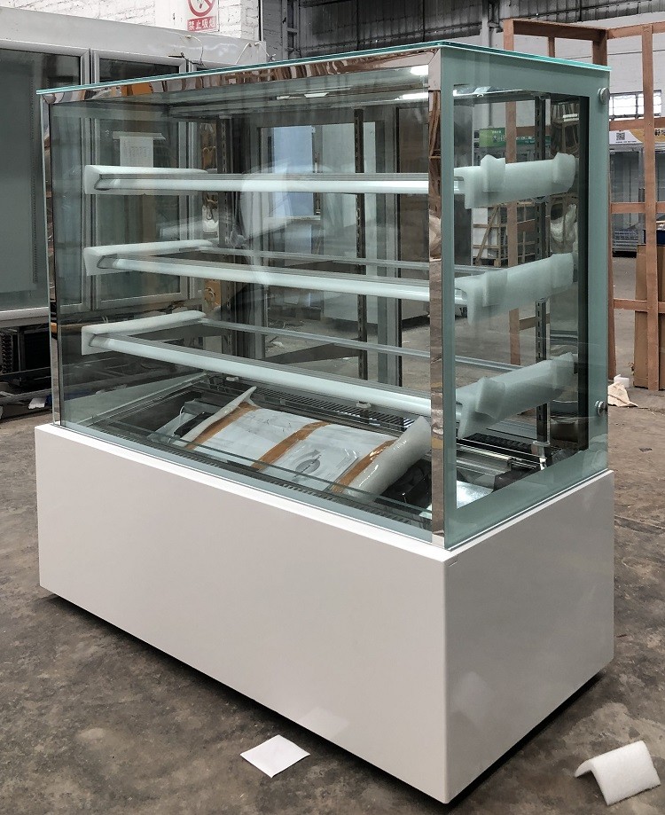 Bakery Square Glass Display Refrigerator 4ft , 4 Layers Glass Pastry Cake Showcase